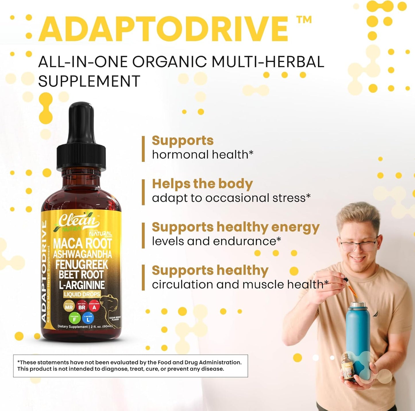 Organic Maca Root Liquid Drops Liquid Multivitamin for Women & Men Adapto Drive