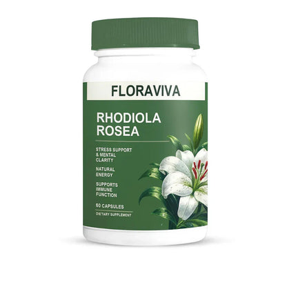 Rhodiola Rosea Capsules - Floravida for Energy, Focus, Mood - 60 Capsules.