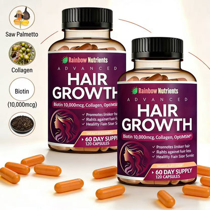 Hair Growth Vitamins for Women aturally Regrow Stronger & Healthier Hair, Skin and Nails | Stops Hair Loss | 60 Day Supply