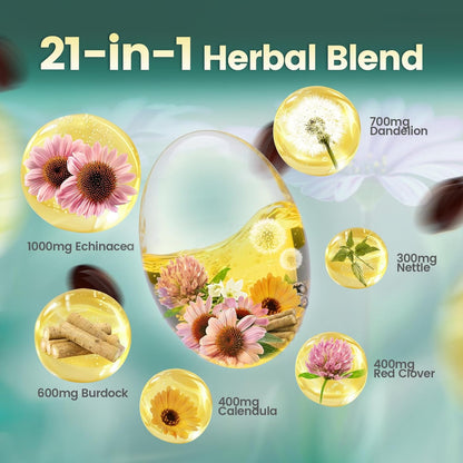 Lymphatic Drainage Support – 21-in-1 Advanced Botanical Formula | 240 Softgels