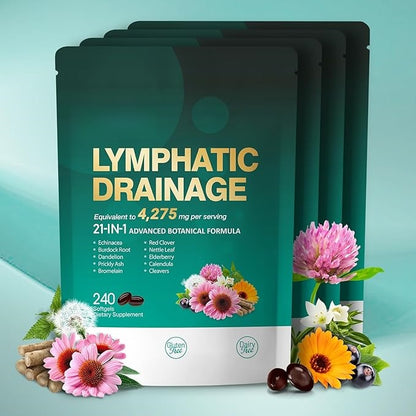 Lymphatic Drainage Support – 21-in-1 Advanced Botanical Formula | 240 Softgels
