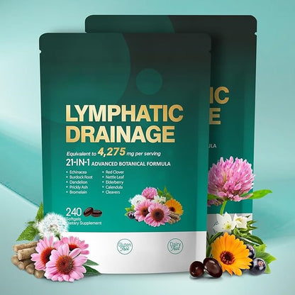 Lymphatic Drainage Support – 21-in-1 Advanced Botanical Formula | 240 Softgels