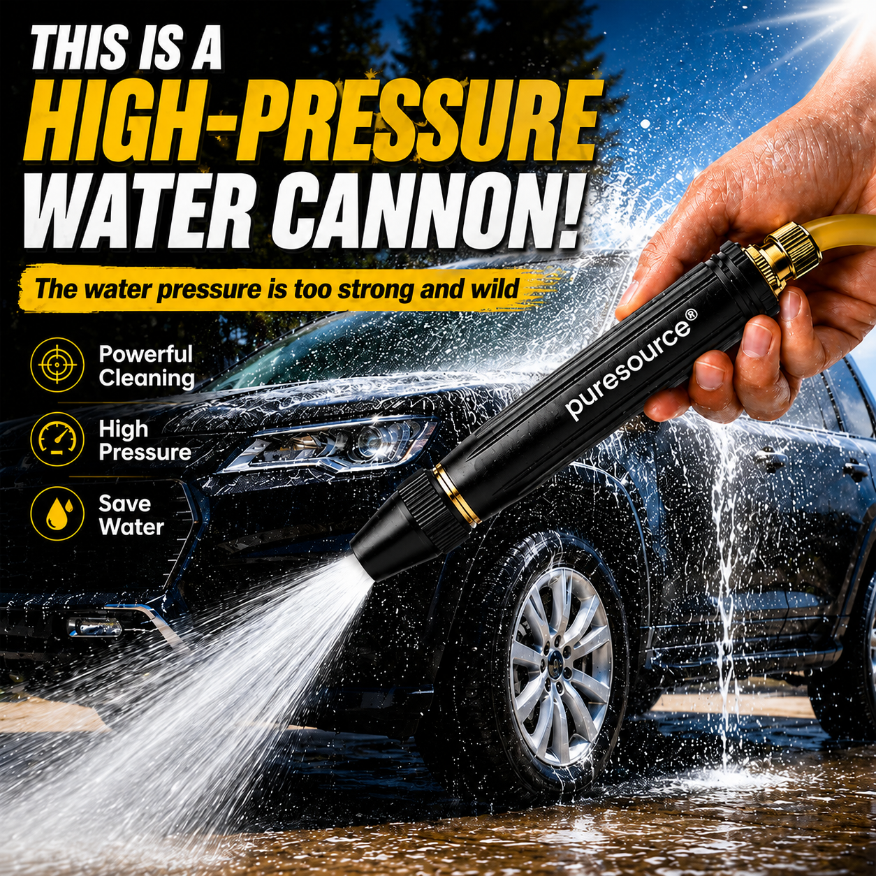💥50% Off — Last Day丨puresource® 🏆Home high-pressure car wash water gun , a must-have for watering plants and vegetables, and car washing.👍💦