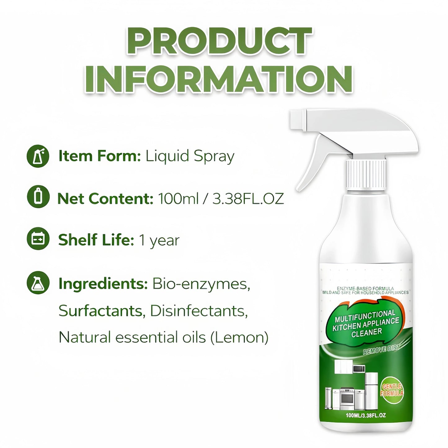 Multi-Purpose Enzyme Foam Cleaner 100ml - Effortlessly Removes Grease in Seconds