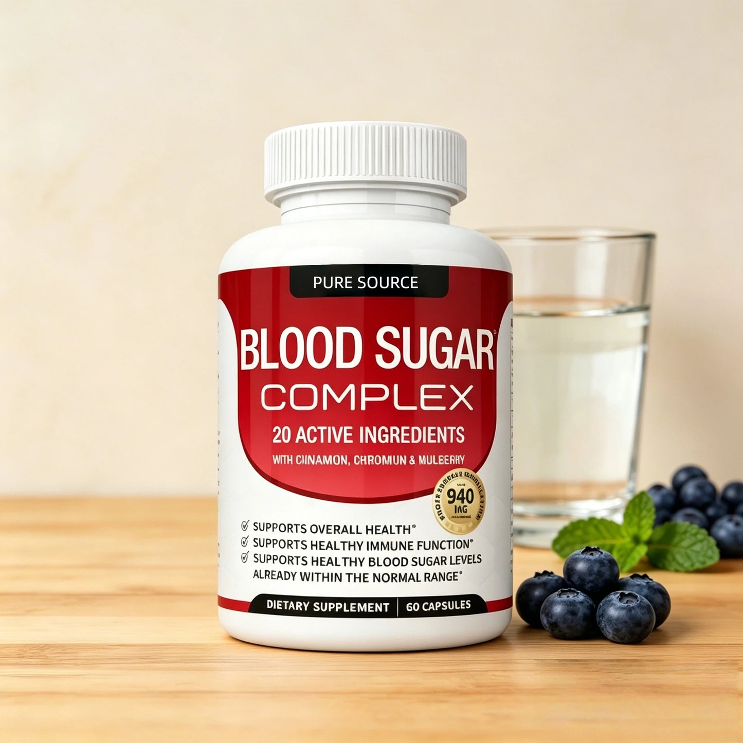 Blood Sugar Complex-Supports healthy balanced blood sugar levels-Advanced Formula with 20 Essential Active Ingredients