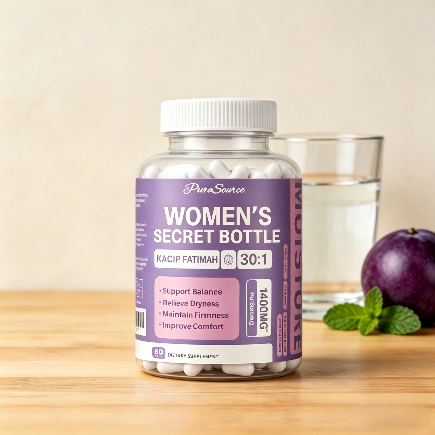 60 Capsules Vaginal Moisturizer Kacip Fatimah 1,000mg&Manjakni 200mg for Female