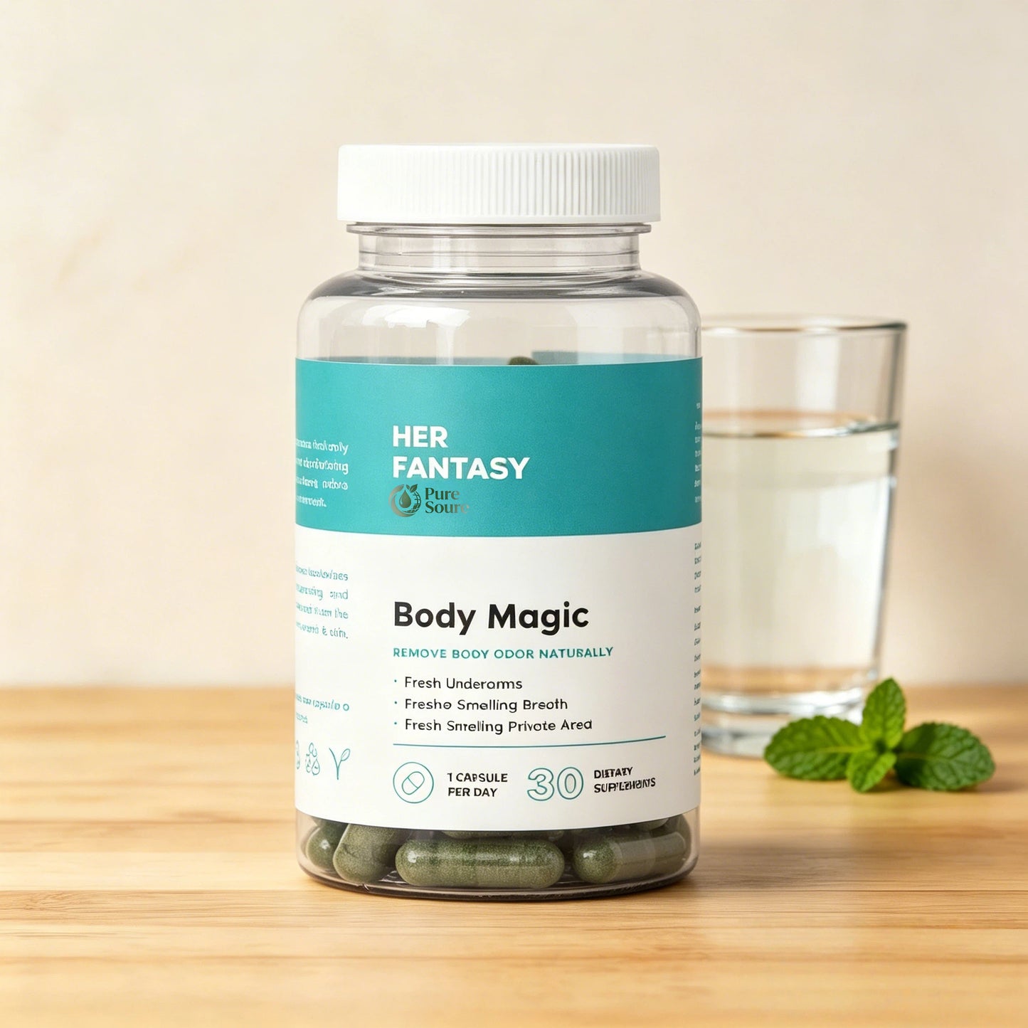 Body Magic Chlorophyll Capsules Vegan Detox, Digestion & Gut Health Support, Skin & Oily Skin Care 30 Count
