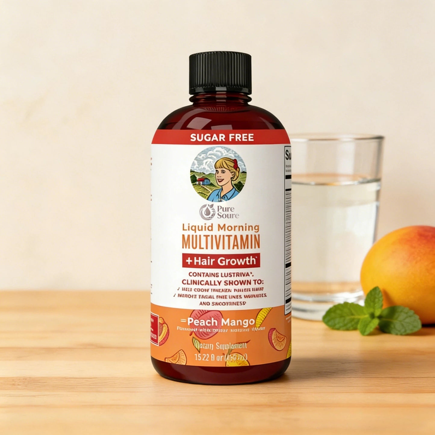 Liquid Morning Multivitamin + Hair Growth - Peach Mango