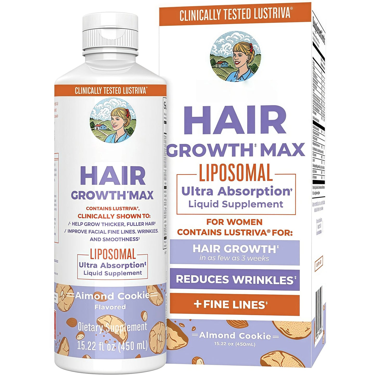 Organics Women's Hair Growth MAX Liposomal | with Lustriva + Biotin 10000mcg + Pumpkin Seed Oil | Thicker Hair | Hair Care | Wrinkles, Fine Lines, Skin Care | Ages 18+ | 15.22 Fl Oz