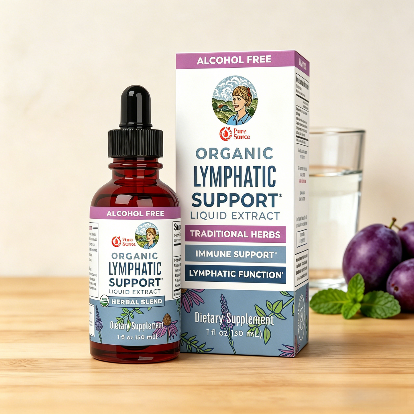 Organic  Lymphatic Drainage Drops | Herbal Lymph Detox & Immune Support with Echinacea, Elderberry | Vegan, 30 ml