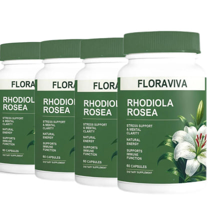Rhodiola Rosea Capsules - Floravida for Energy, Focus, Mood - 60 Capsules.