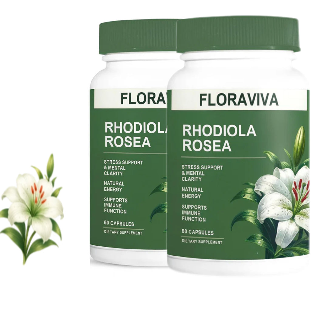 Rhodiola Rosea Capsules - Floravida for Energy, Focus, Mood - 60 Capsules.
