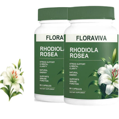 Rhodiola Rosea Capsules - Floravida for Energy, Focus, Mood - 60 Capsules.