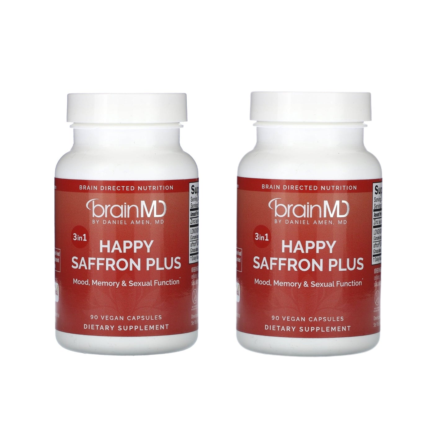 Happy Saffron Plus, 90 Vegan Capsules，Mood &Mind Support，Sharper Mental Focus，Deeper, More Restful Sleep