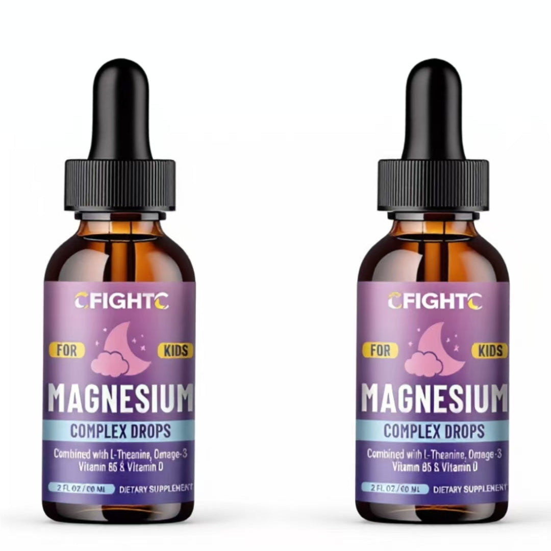 Kids Magnesium Liquid Drops- Omega-3, Vitamin B6, D3 - for Sleep, Relaxation, Brain, Bones