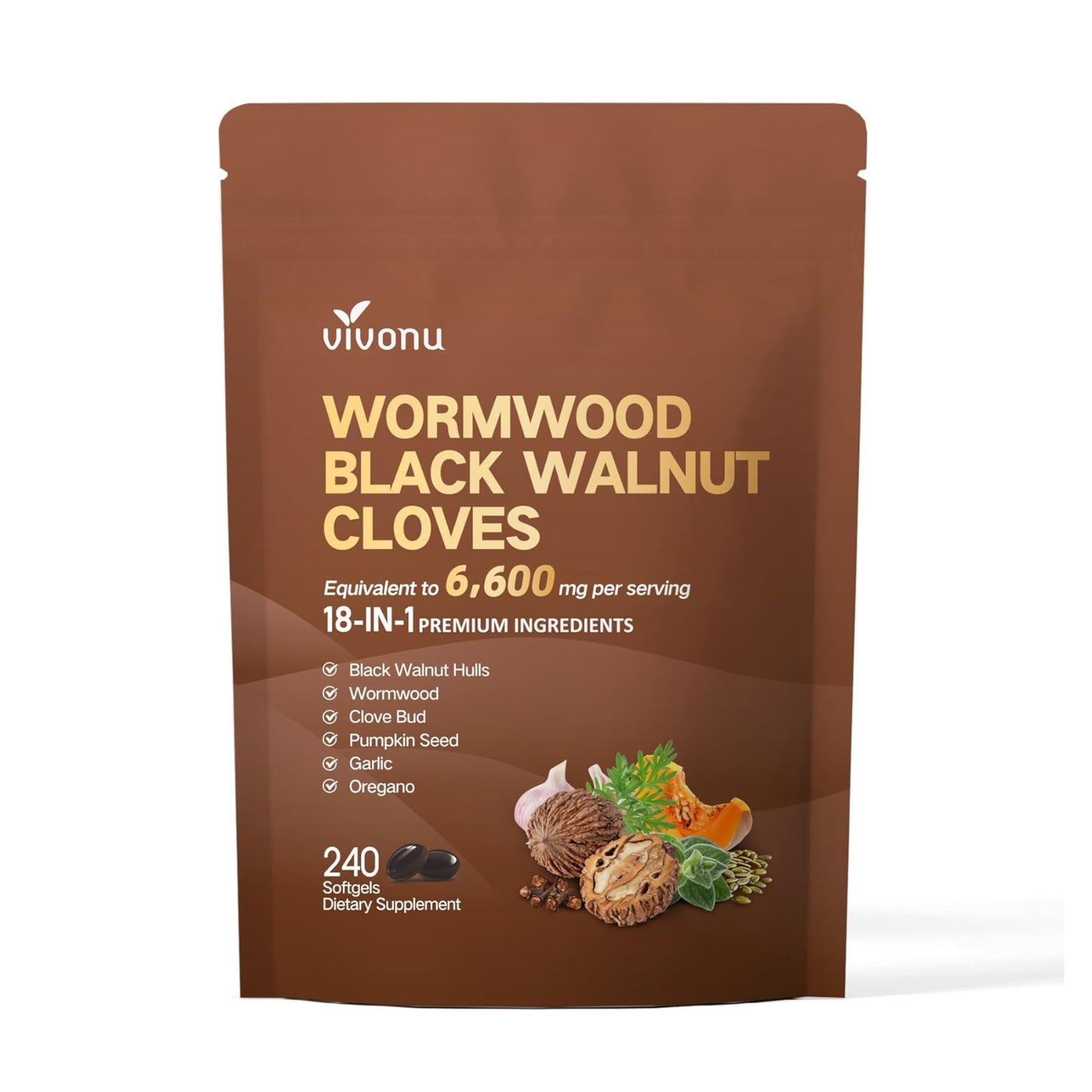 18-in-1 Premium Herbal Blend Capsules, Supports Cleanse, Wormwood Black Walnut Clove Cleanse for Humans, 6600mg Serving