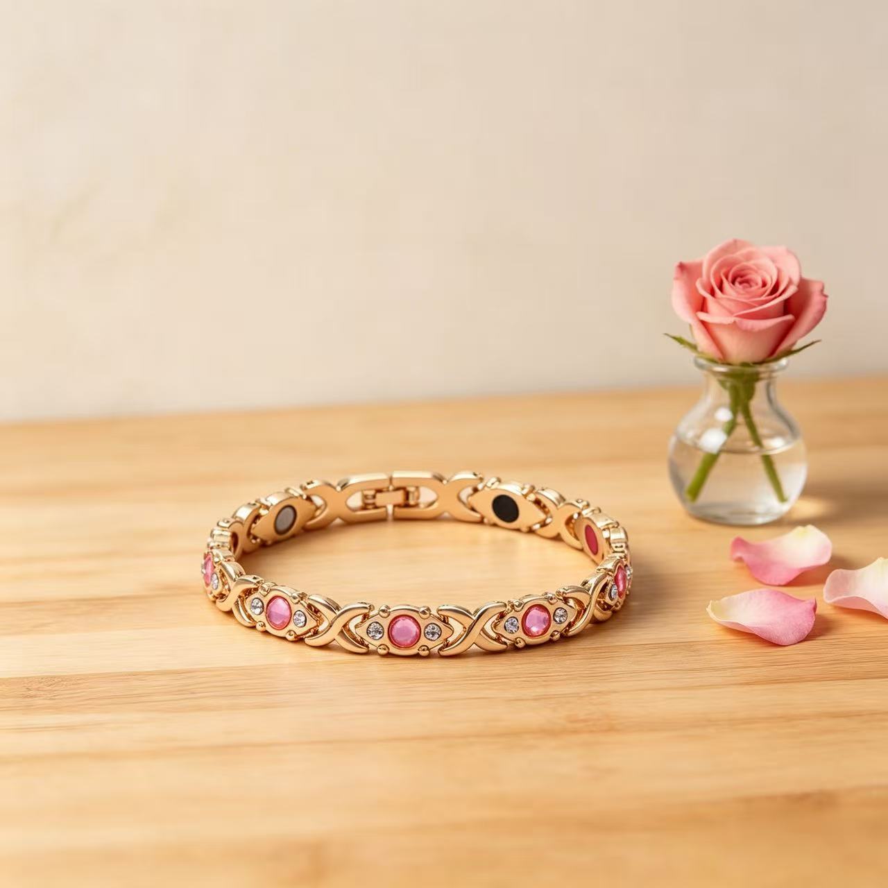 Rose Gold Magnetic Menopause Therapy Bracelet, Relieve Hot Flashes & Anxiety