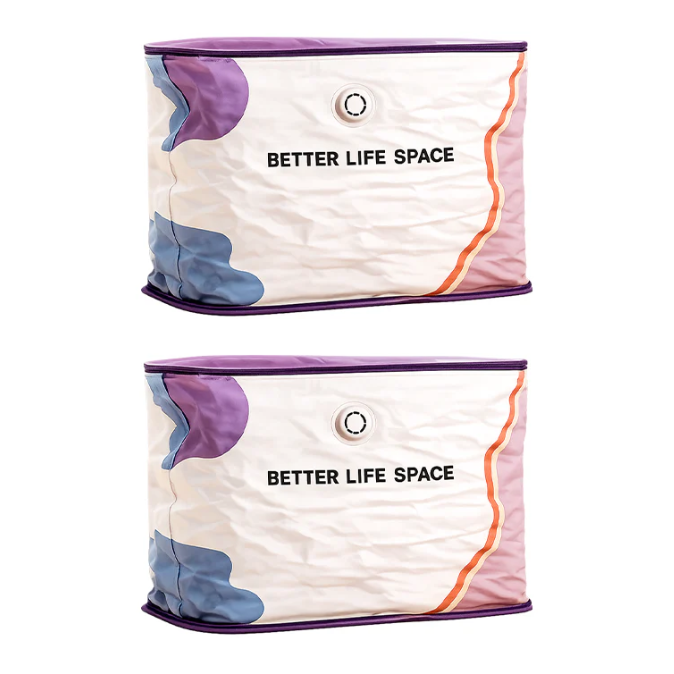 Save Up To 80% More Closet Space — No Vacuum Or Pump Required.Compress bulky bedding, blankets and seasonal clothing in seconds while keeping everything clean, dry and organized.