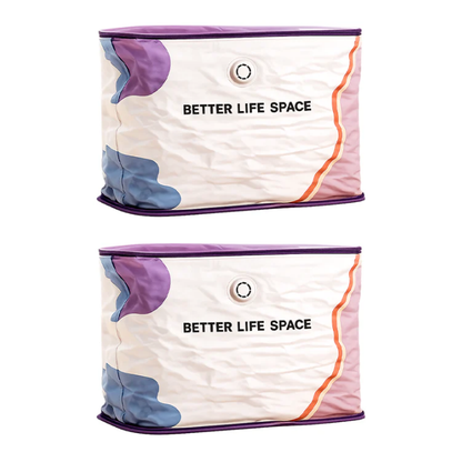 Save Up To 80% More Closet Space — No Vacuum Or Pump Required.Compress bulky bedding, blankets and seasonal clothing in seconds while keeping everything clean, dry and organized.