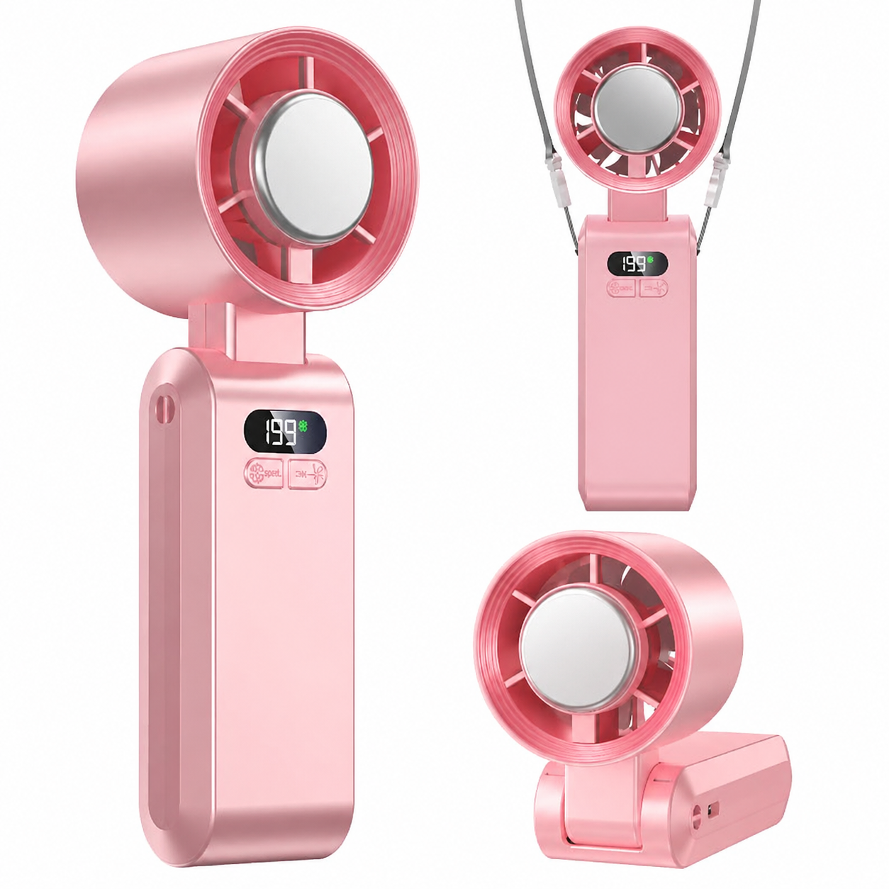 Pro Handheld Portable fan with Turbo Cooling - Hand Held Fan Rechargeable, 1-199 Speeds, Up to 12Hrs Battery Life, Powerful Mini Personal Ice fan for Travel, Outdoor, Beach & Makeup
