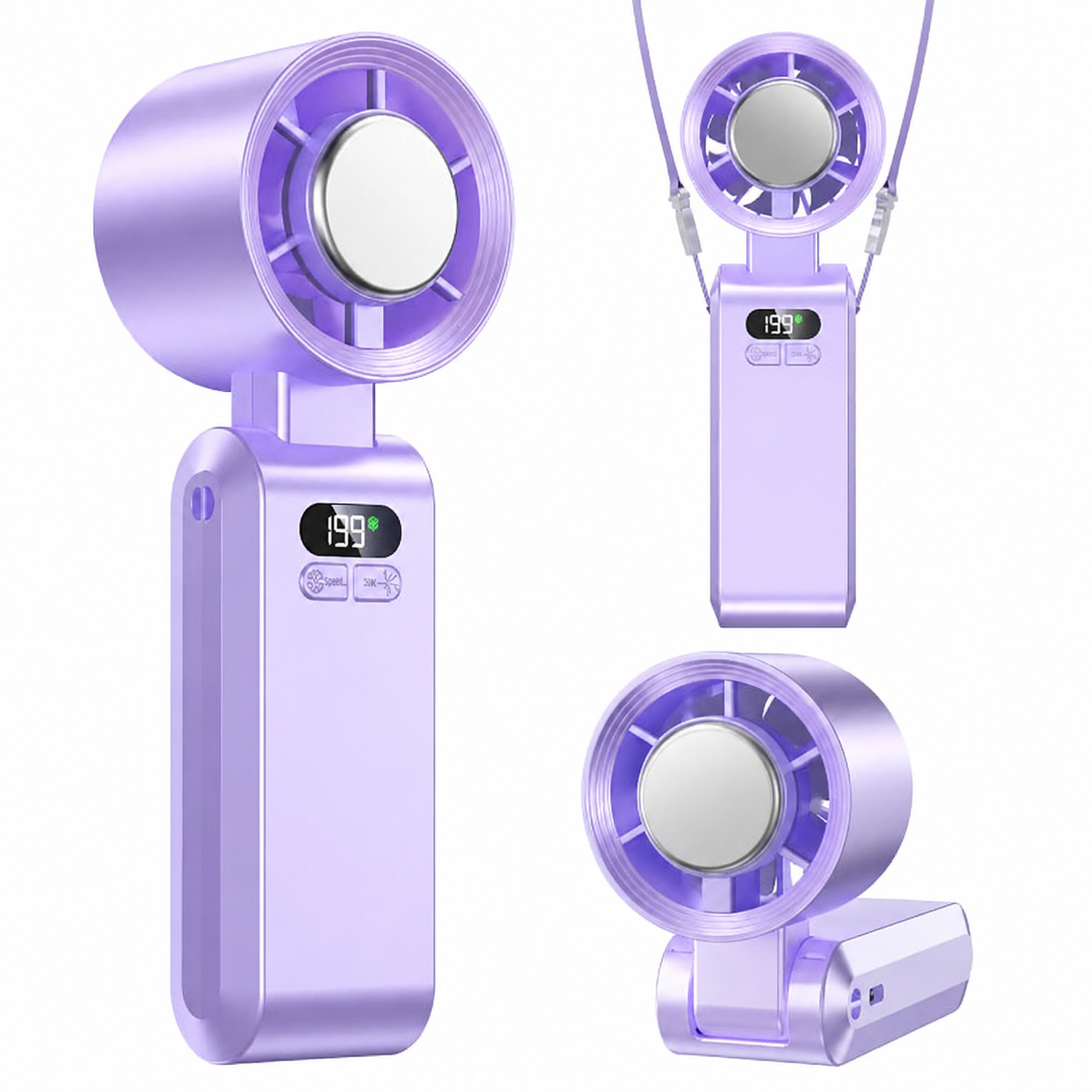 Pro Handheld Portable fan with Turbo Cooling - Hand Held Fan Rechargeable, 1-199 Speeds, Up to 12Hrs Battery Life, Powerful Mini Personal Ice fan for Travel, Outdoor, Beach & Makeup