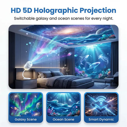 Immersive 5D Galaxy Night Light Projector – Transform Any Room Into a Dreamlike Star & Ocean World
