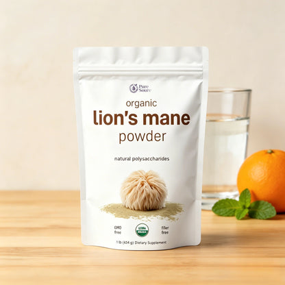 Organic Lion‘s Mane Mushroom Powder 50:1 Extract | 8oz US Grown Sustainable | Mental Clarity, Focus & Immune Support | Vegan