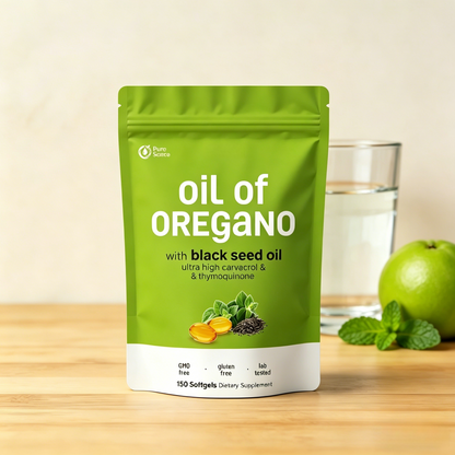 Oil of Oregano Capsules, Balanced Oil of Oregano with Black Seed Oil, Softgels, Non-GMO