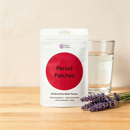 Period Relief Patches Cooling Menthol & Chamomile, Iron-Infused Lavender Essential Oil 30 Count