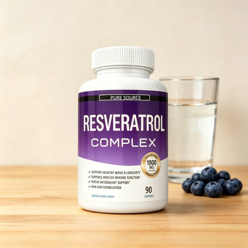 Resveratrol Supplement 1800 mg Antioxidant Complex - Overall Health Support,  Brain Function, for Men Women, 90 Capsules