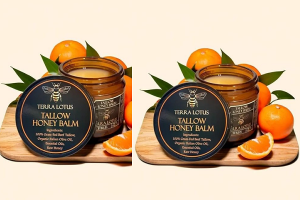 Organic Grass-Fed Beef Tallow Balm with Raw Honey - Moisturizing Cream for Soft, Smooth Skin - Handmade All-Natural Moisturizer 57g.