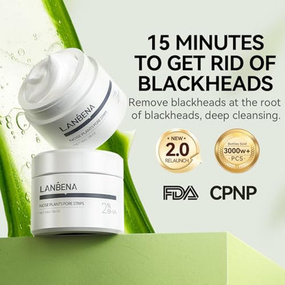 Blackhead Remover Set Nose Pore Strips & Peel-Off Face Mask, 30g Mask + 60 Pore Papers for Deep Cleansing