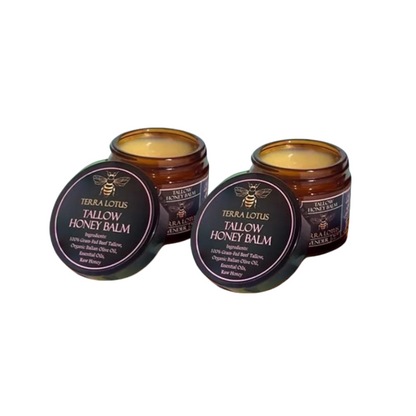 Organic Grass-Fed Beef Tallow Balm with Raw Honey - Moisturizing Cream for Soft, Smooth Skin - Handmade All-Natural Moisturizer 57g.