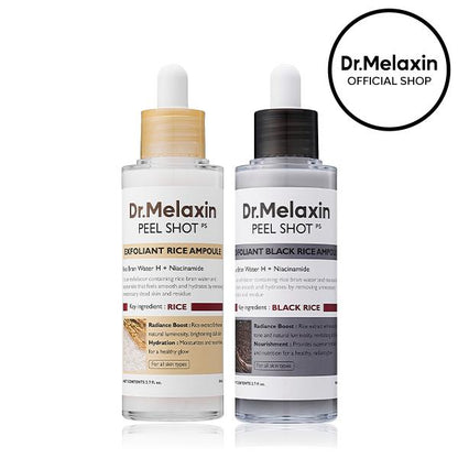Peel Shot Glow Rice Ampoule Duo White rice ampoule+Black rice ampoule Soft Exfoliating Face and Body Scrub Dead Skin Cells, Blackheads Remover for All Skin Types2