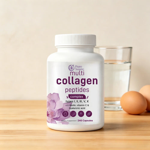 Multi Collagen Pills for Women & Men, 240 Capsules | Type I, II, III, V, X | Non-GMO, Filler Free