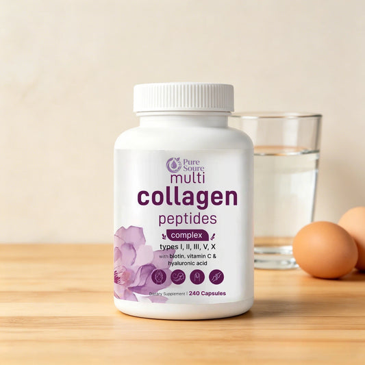 Multi Collagen Pills for Women & Men, 240 Capsules | Type I, II, III, V, X | Non-GMO, Filler Free