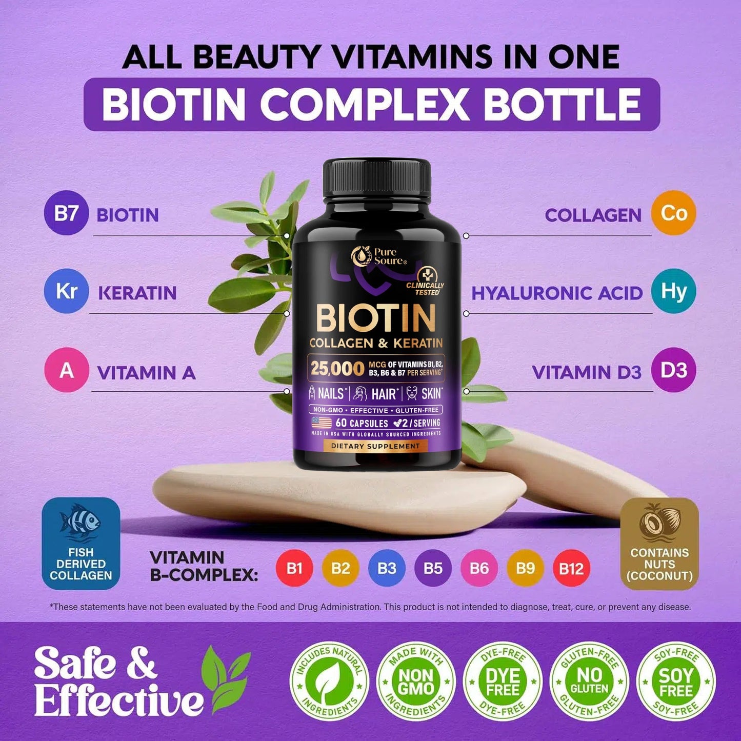 Biotin Vitamins with Collagen & Keratin