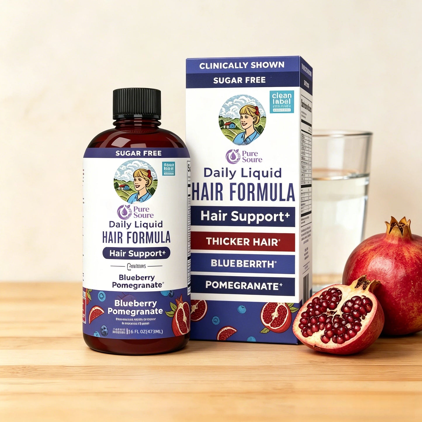 Daily Liquid Hair Formula - Hair Support - Thicker Hair for Women - Healthy Hair Habits - With SesZenBio - Biotin - Vitamin C - 16 fl oz