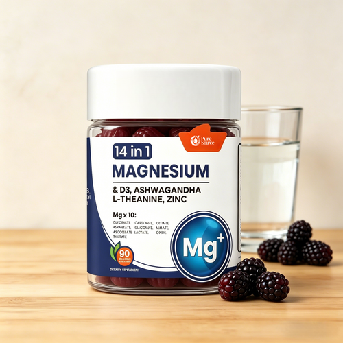 14-in-1 Magnesium Complex Gummies with Ashwagandha, L-Theanine, D3