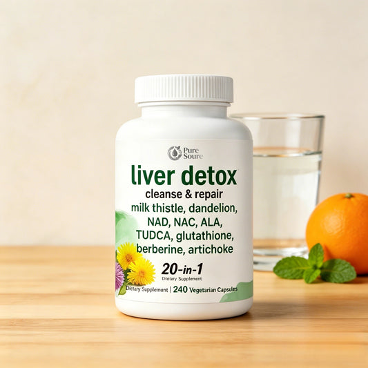 Liver Detox, 240 Veggie Capsules | 20-in-1 Advanced Support Complex with Milk Thistle, Dandelion, NAD, NAC, ALA