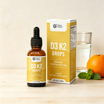 All Natural D3 K2 Drops Organic Omega 3 MCT Oil 50ml Supplement for Daily Health Needs