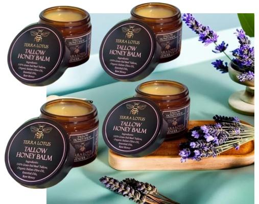 Organic Grass-Fed Beef Tallow Balm with Raw Honey - Moisturizing Cream for Soft, Smooth Skin - Handmade All-Natural Moisturizer 57g.