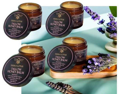 Organic Grass-Fed Beef Tallow Balm with Raw Honey - Moisturizing Cream for Soft, Smooth Skin - Handmade All-Natural Moisturizer 57g.