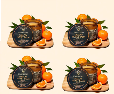 Organic Grass-Fed Beef Tallow Balm with Raw Honey - Moisturizing Cream for Soft, Smooth Skin - Handmade All-Natural Moisturizer 57g.