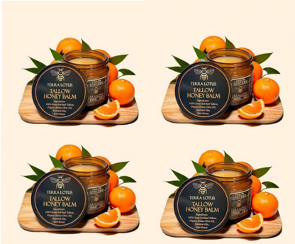 Organic Grass-Fed Beef Tallow Balm with Raw Honey - Moisturizing Cream for Soft, Smooth Skin - Handmade All-Natural Moisturizer 57g.
