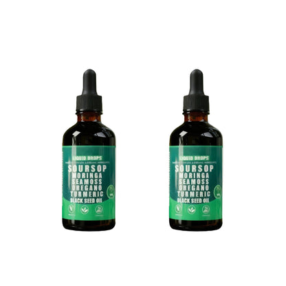 10-in-1 Soursop Superfood Drops | Natural Herbal Essence with Moringa & Turmeric for Holistic Wellness | 100% Organic (60mL)