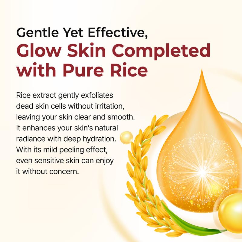 Peel Shot Glow Rice Ampoule Duo White rice ampoule+Black rice ampoule Soft Exfoliating Face and Body Scrub Dead Skin Cells, Blackheads Remover for All Skin Types.