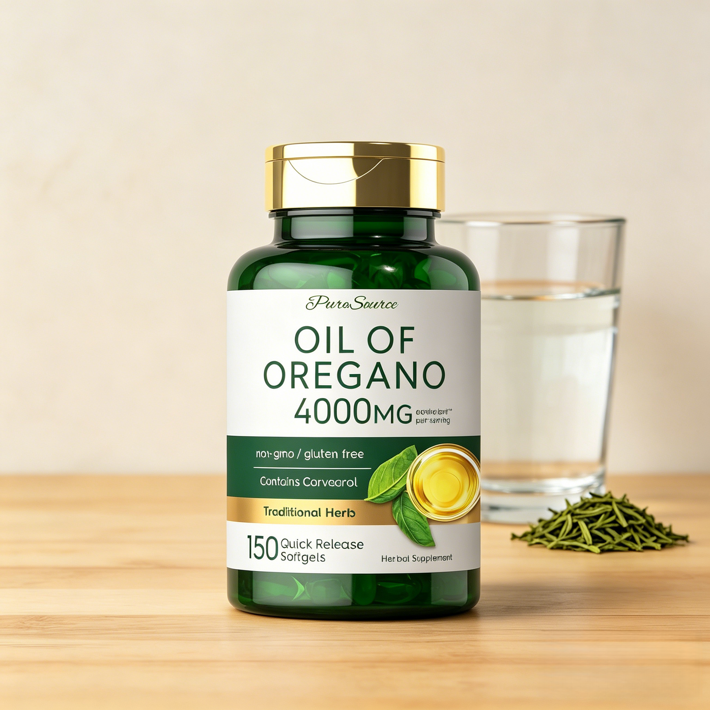 Oregano Oil 4000mg Supplement | 150 Softgel Capsules | Contains Carvacrol | Non-GMO & Gluten Free Formula
