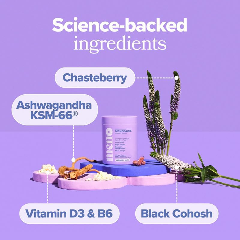 Hormone-Free Menopause Support (30 Servings): Natural relief for hot flashes and mood swings using Black Cohosh and Ashwagandha.