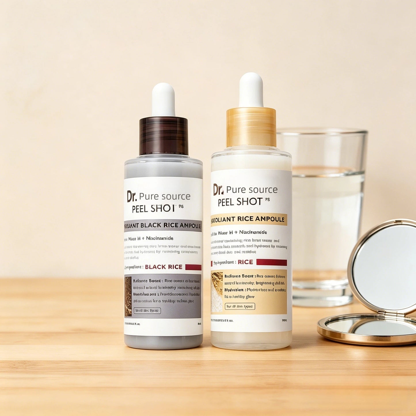 Peel Shot Glow Rice Ampoule Duo White rice ampoule+Black rice ampoule Soft Exfoliating Face and Body Scrub Dead Skin Cells, Blackheads Remover for All Skin Types2